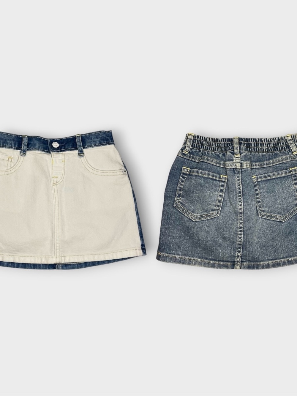 Gymboree 2 Tone Color Block White & Blue Denim Skirt